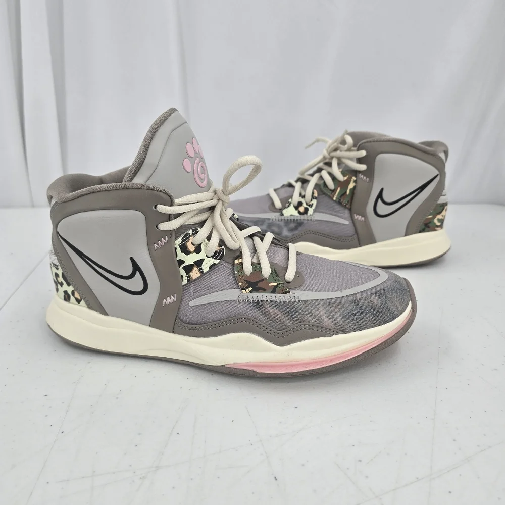 Nike Kyrie Infinity Leopard Camo Print Gray Sneaker Size 7Y/8.5W DD0334-006 EUC.